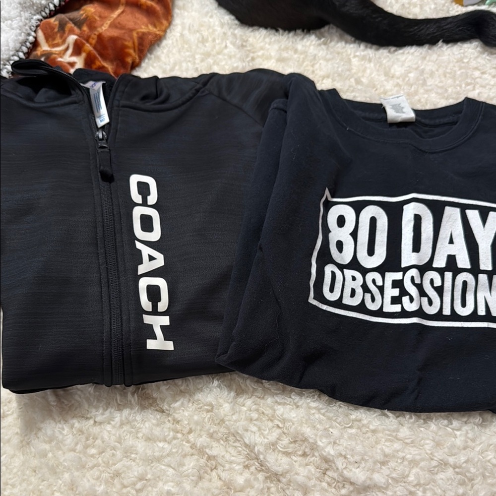 Beach body lot jacket and 80 day obsession Tshirt size medium silky